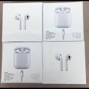 Assorted custom AirPod cases and AirPods